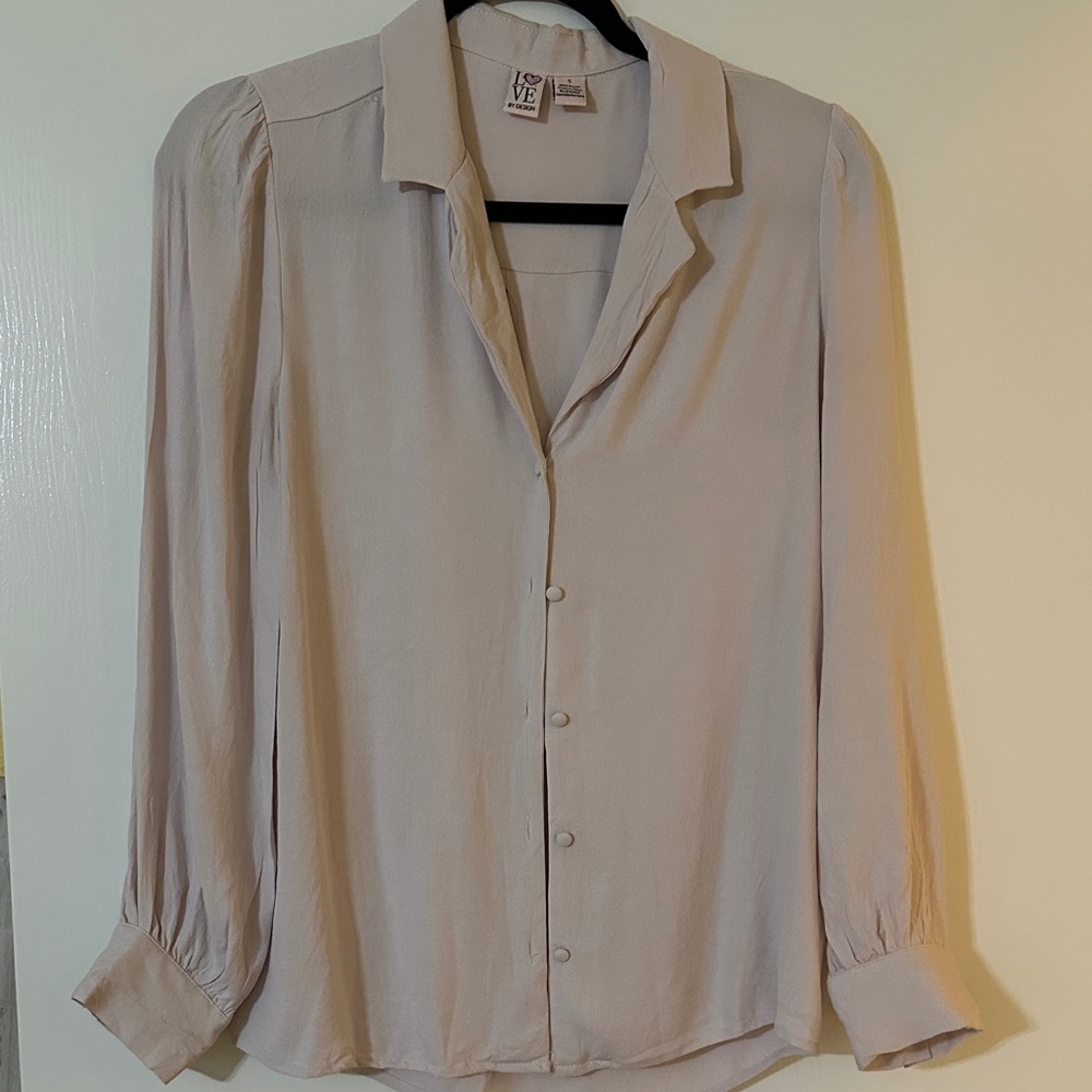 Love By Design Light Beige Button-Down Shirt